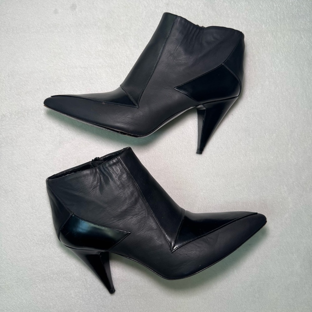 PIERRE HARDY Black Leather Ankle Booties, Vintage 90s Designer Heels